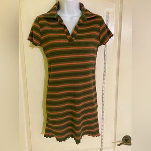 Jolie & Joy Green and Pink Striped Shirt Dress